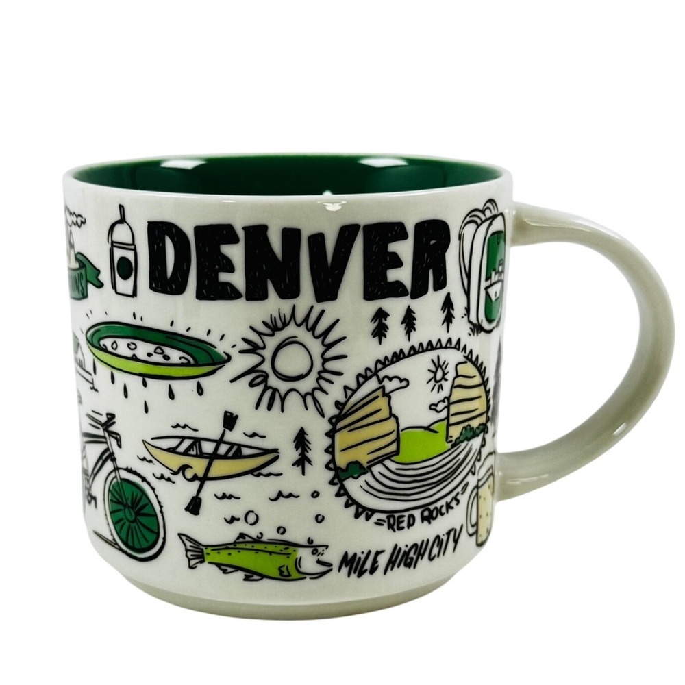 Starbucks 2018 Been There Denver Colorado Coffee Mug Sage Green Interior NICE